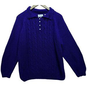 Vintage Miranda Womens 1/4 Button Pullover Sweater Cable Knit Size 1X Purple